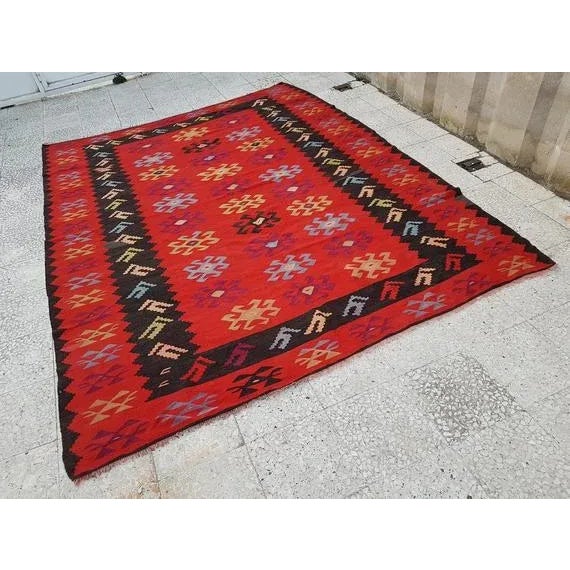 1970s Vintage Turkish Kilim Rug - 7′3″ × 9′4″ For Sale - Image 10 of 10