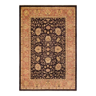 Shabby Chic Ziegler Blue Red Hand-Knotted Wool Rug - 9'9'' X 13'4'' For Sale