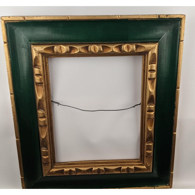 Traditional Vintage Gallerywall Green and Gold Gilt Wood 8 X 10 Picture Frame, Taiwan For Sale - Image 3 of 13