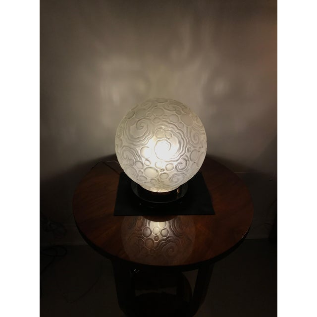 French Art Deco Table Lamp by Sabino With Geometric Motif For Sale - Image 10 of 12
