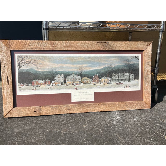 Brown Vintage Frame Stockbridge Mass. Christmas Winter Scene Print For Sale - Image 8 of 9