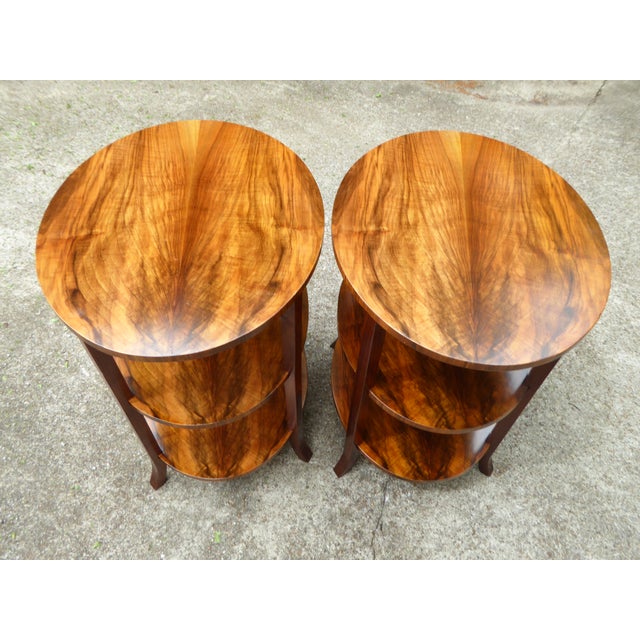1960s French Walnut Oval Side Tables For Sale - Image 4 of 6