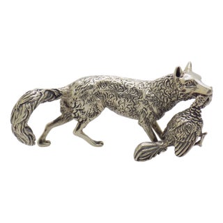 Vintage Italian Silver Fox Figurine, 1960s For Sale