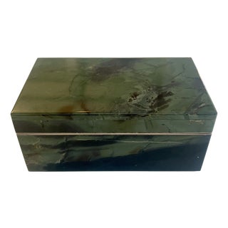 Mineral Box in Green Jasper with Velvet Lining, 1950s For Sale