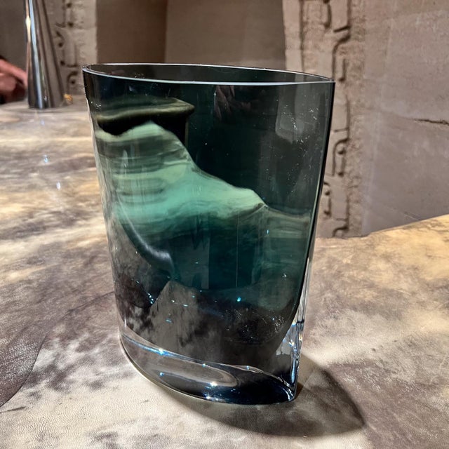 1960s Polish Lsa Crystal Glass Modernist Blue Gray Vase Chairish