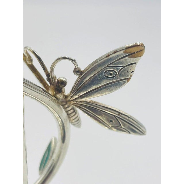 Pair of Emilia Castillo Silver-Plated Candlesticks With Emerald Stone Inlay For Sale - Image 15 of 18