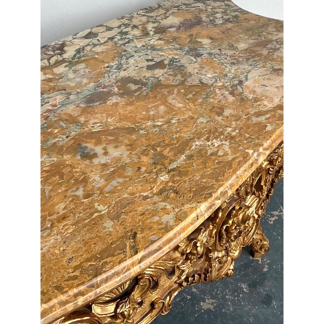 Mid 20th Century Antique Rococo Giltwood Console With Marble Top For Sale - Image 5 of 18