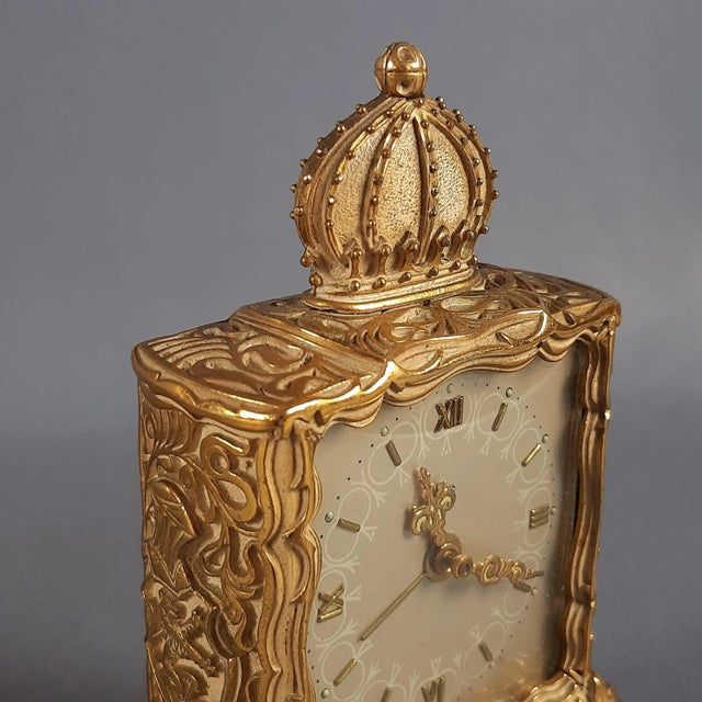 Metal Mechanical Table Alarm Clock in Gil Metal from Emes, 1960s For Sale - Image 7 of 15