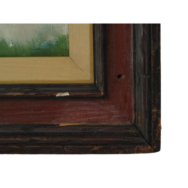 1960s Mid-Century Modernist Butterfly Oil Painting in Distressed Wood Frame, Mid-Century For Sale - Image 5 of 5