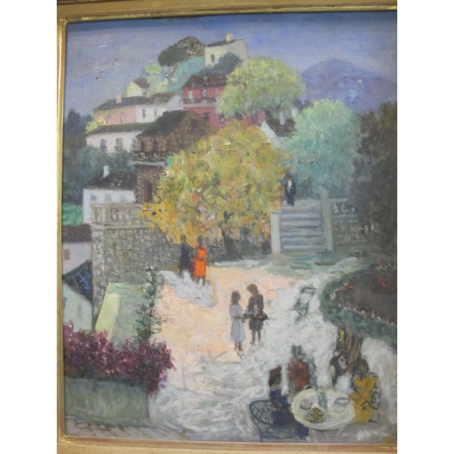 Francis Smith (Portugal, France, 1881-1961) oil painting on canvas, titled 'Jardin'. Signed at lower left. Gilt frame...