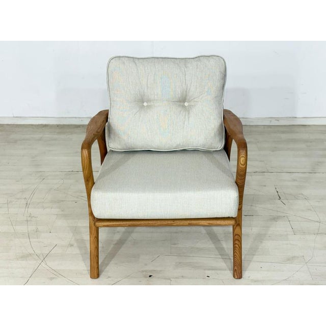 Modern Retro Armchair in Chestnut Wood For Sale - Image 11 of 11