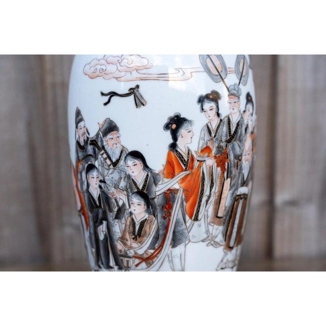 20th Century Chinese Famille Rose Grisaille & Iron Red Porcelain Vase For Sale - Image 11 of 18