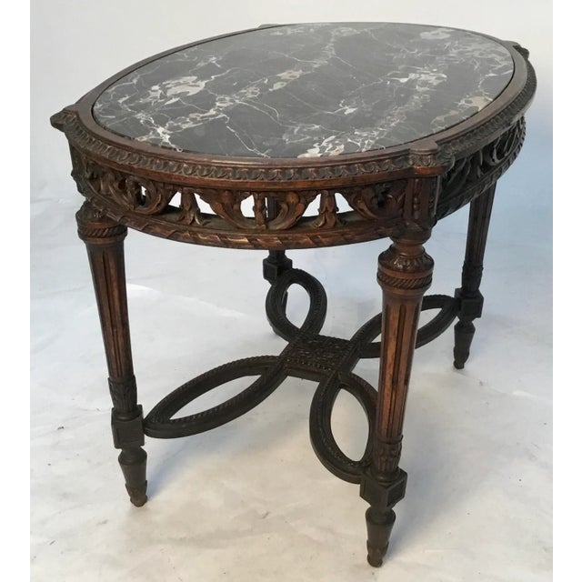 19th Century 19th Century Louis XVI Style Carved Marble Top Side Table For Sale - Image 5 of 13