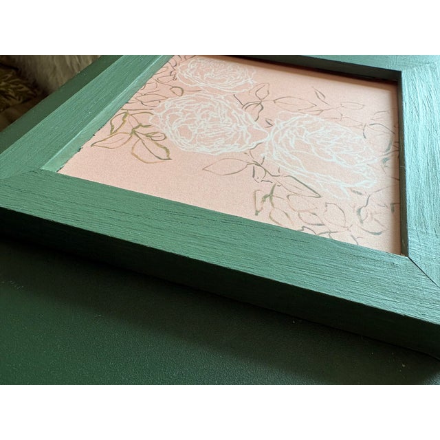 Contemporary Carolyn Misterek Mini Abstract Expressionist Repro Print Roses in Webster Green Frames, Set of 4 For Sale - Image 10 of 10