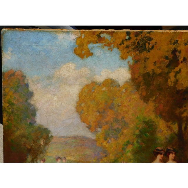 Early 20th Century Joseph Tomanek Noted Illinois Artist, b.1889 Oil Painting, Women/Landscape, Framed For Sale - Image 4 of 5