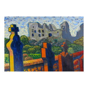 Contemporary Church Ruins Headstones Fauvist Painting