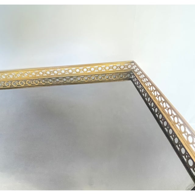 Black Glass & Gallery Cocktail Table Attributed to Maison Jansen, 1940 For Sale - Image 10 of 18