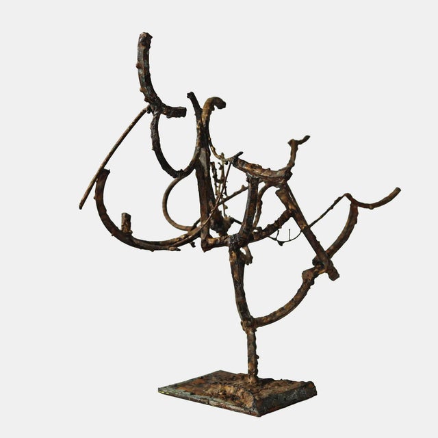 Vintage mid century Brutalist iron sculpture.