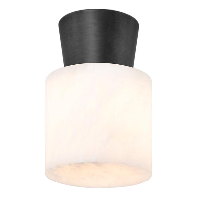 Hazel Alabaster Flush Mount, Oil Rubbed Bronze For Sale