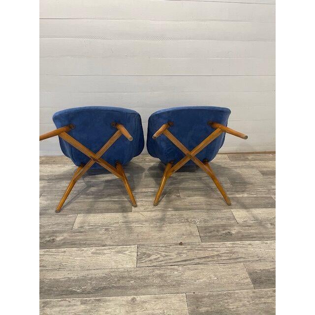 Blue Vintage Blue Upholstery Chairs by Navratil, 1960 For Sale - Image 8 of 9