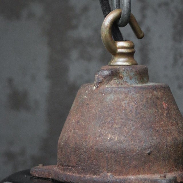 Industrial Vintage Industrial Black Enamel Pendant Light in Cast Iron and Clear Glass For Sale - Image 3 of 8