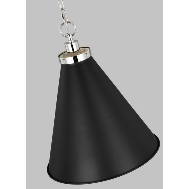 Chapman & Myers by Visual Comfort Studio Wellfleet Medium Cone Pendant, Midnight Black & Polished Nickel For Sale - Image 4 of 6
