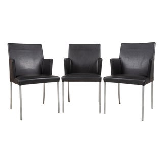 Jason Chair Set in Leather Black from Walter Knoll / Wilhelm Knoll, Set of 3 For Sale