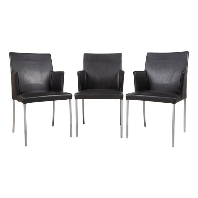 Jason Chair Set in Leather Black from Walter Knoll / Wilhelm Knoll, Set of 3 For Sale