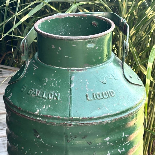 Vintage 5-Gallon Galvanized Steel Petroliana Can For Sale - Image 4 of 11