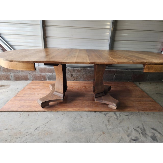 Antique Hoffmann & Co. Expanding Oak Pedestal Dining Table – Early 1900s For Sale - Image 12 of 13