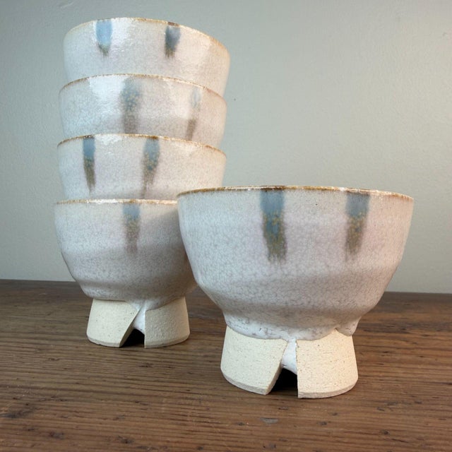 This refined set of five Japanese kumidashi tea cups was originally made for serving sencha or gyokuro—small cups that sit...