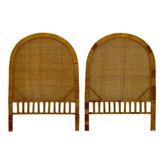 1970s Coastal Style Rattan Twin Size Headboards - a Pair For Sale