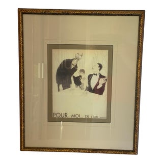 Vintage Framed Art Deco Print - "Pour Moi... De l'Eau Minérale" by Paul Iribe (Bar Nicolas) 1980s-2000s For Sale