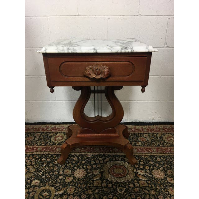 Antique Mahogany Marble Top Harp Side Table Chairish