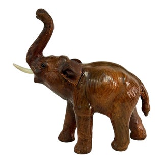 Vintage Leather Wrapped Elephant Model or Figurine For Sale