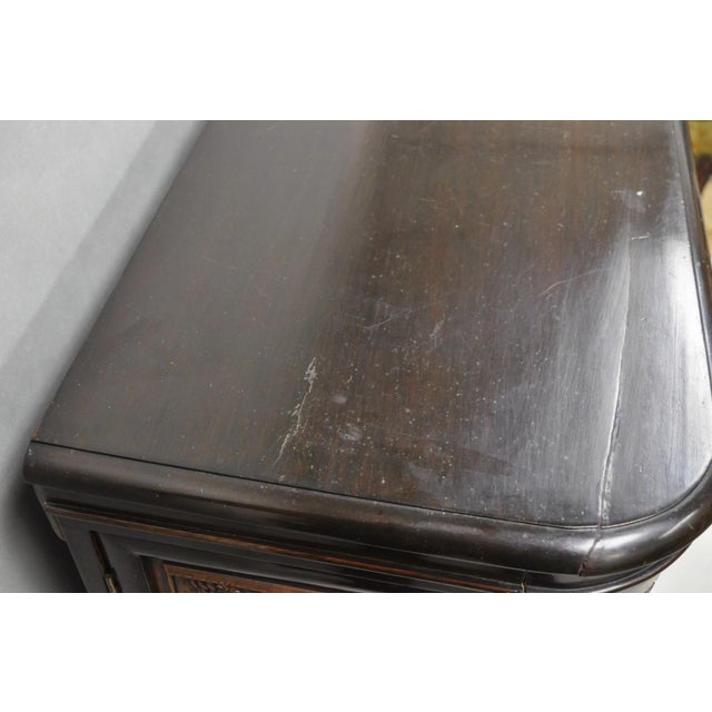 Vintage J L George Zee Style Chinese Figural Carved Teak Wood Flip Top Dry Bar Cabinet, Attributed For Sale - Image 11 of 18