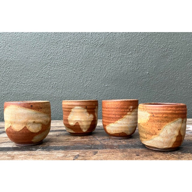 Late 20th Century Vintage Original Studio Pottery Cups - Set of 4 For Sale - Image 5 of 12