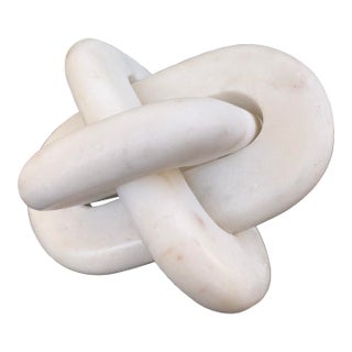 Vintage Interlocking Marble Knot Sculpture | Modern Organic Abstract Object For Sale