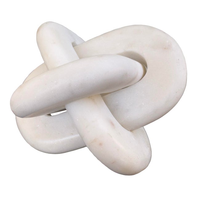 Vintage Interlocking Marble Knot Sculpture | Modern Organic Abstract Object For Sale