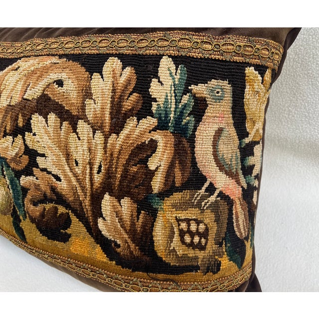 Large Pillow Upholstered With Authentic 18th-Century Tapestry For Sale - Image 4 of 7