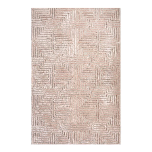 Knossos Hand-Tufted Maze Rug, Peony Pink, 9x12 For Sale