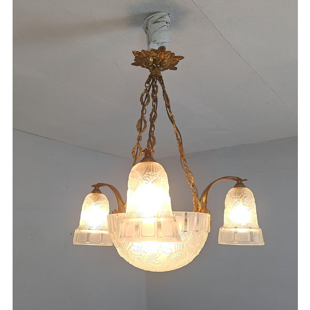 Art Deco Chandelier from Hettier & Vincent, France, 1920s For Sale - Image 11 of 11