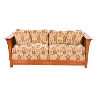 Stickley Mission Oak Arts and Crafts Spindle Sleeper Sofa For Sale