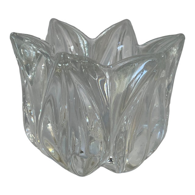 Orrefors Swedish Glass Tulip Votive Candle Holder For Sale