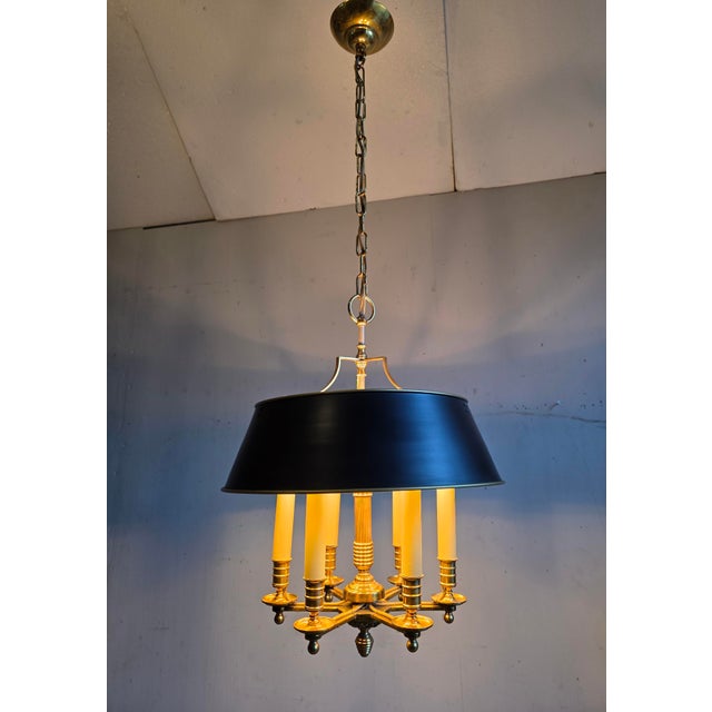 Chandelier in Brass and Lacquered Metal, 1970s For Sale - Image 3 of 9