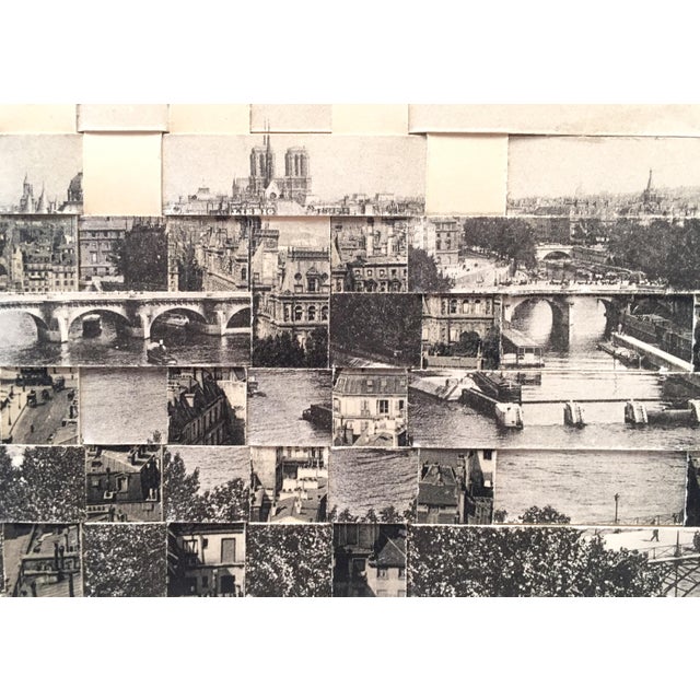 Early 21st Century Paris Panorama - Hand Cut and Woven Vintage Photo Postcards, Framed For Sale - Image 5 of 5
