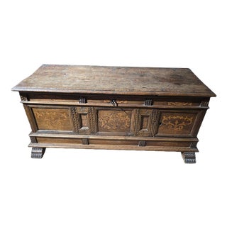 19th Century Catalan Marquetry Chest with Secret Drawers and Compartments, 1850 For Sale