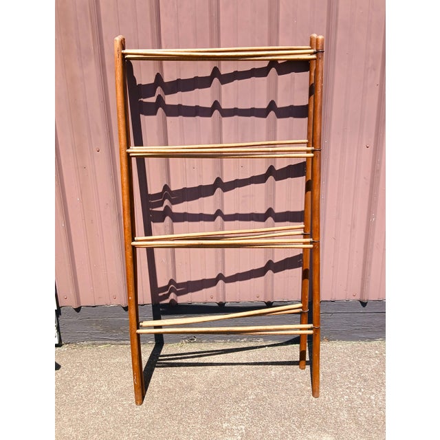 Farmhouse Antique Primitive Fold Up Drying Rack Maple Wood Org Finish 120 in Wide 1880s For Sale - Image 3 of 17