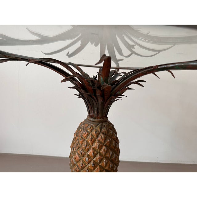1900 - 1909 Polychrome Iron Pineapple Coffee Table with Glass Top, 1900 For Sale - Image 5 of 18