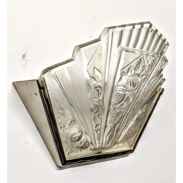 Art Deco French Art Deco Wall Sconces signed by Verrerie des Hanots - a Pair For Sale - Image 3 of 8